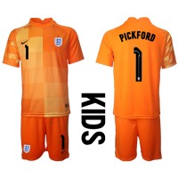 England Jordan Pickford #1 Keeper Fotballklær Bortedraktsett Barn VM 2022 Kortermet (+ korte bukser)